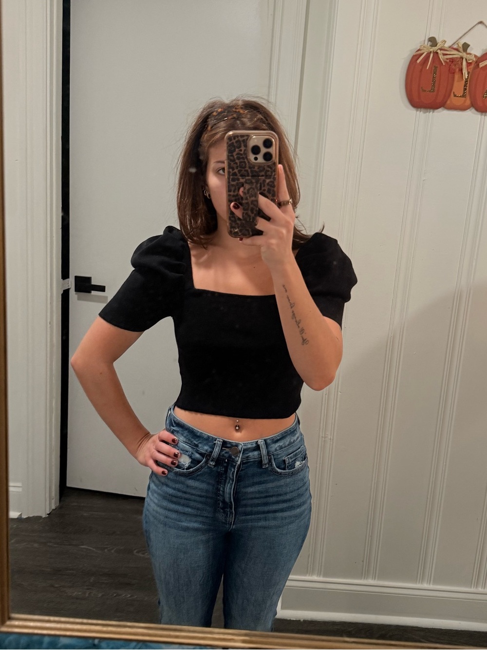 Black Puffy Sleeve Blouse